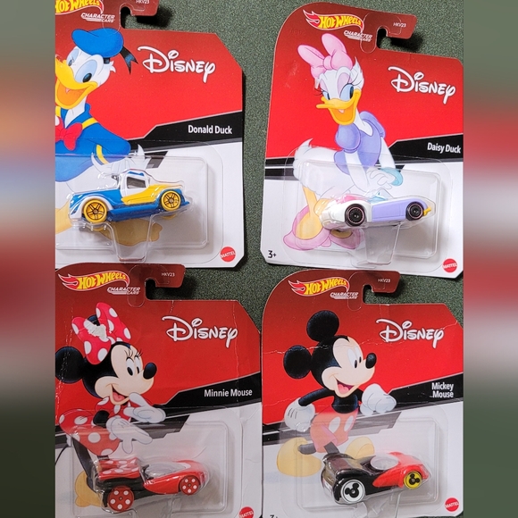 Disney Hot Wheels Character Cars Mickey Minnue Donakd Daisy - Picture 1 of 8